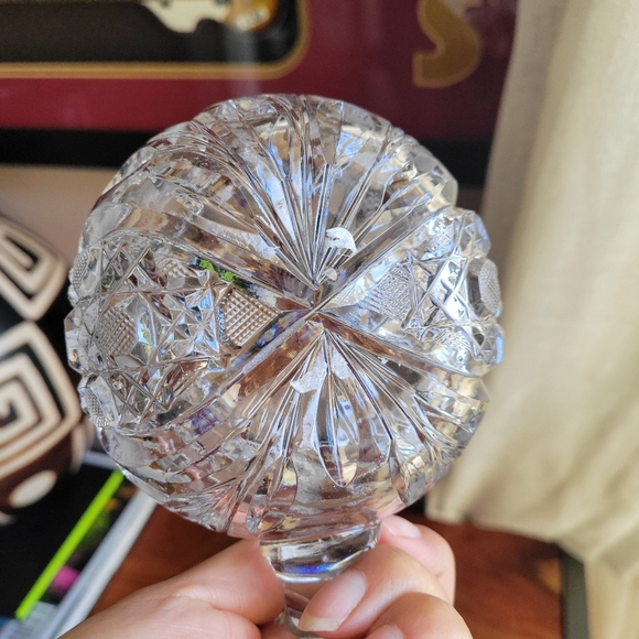 Vintage Crystal Creamer/Pitcher Flower Design American Brilliant Cut Heavy - Picture 2 of 9